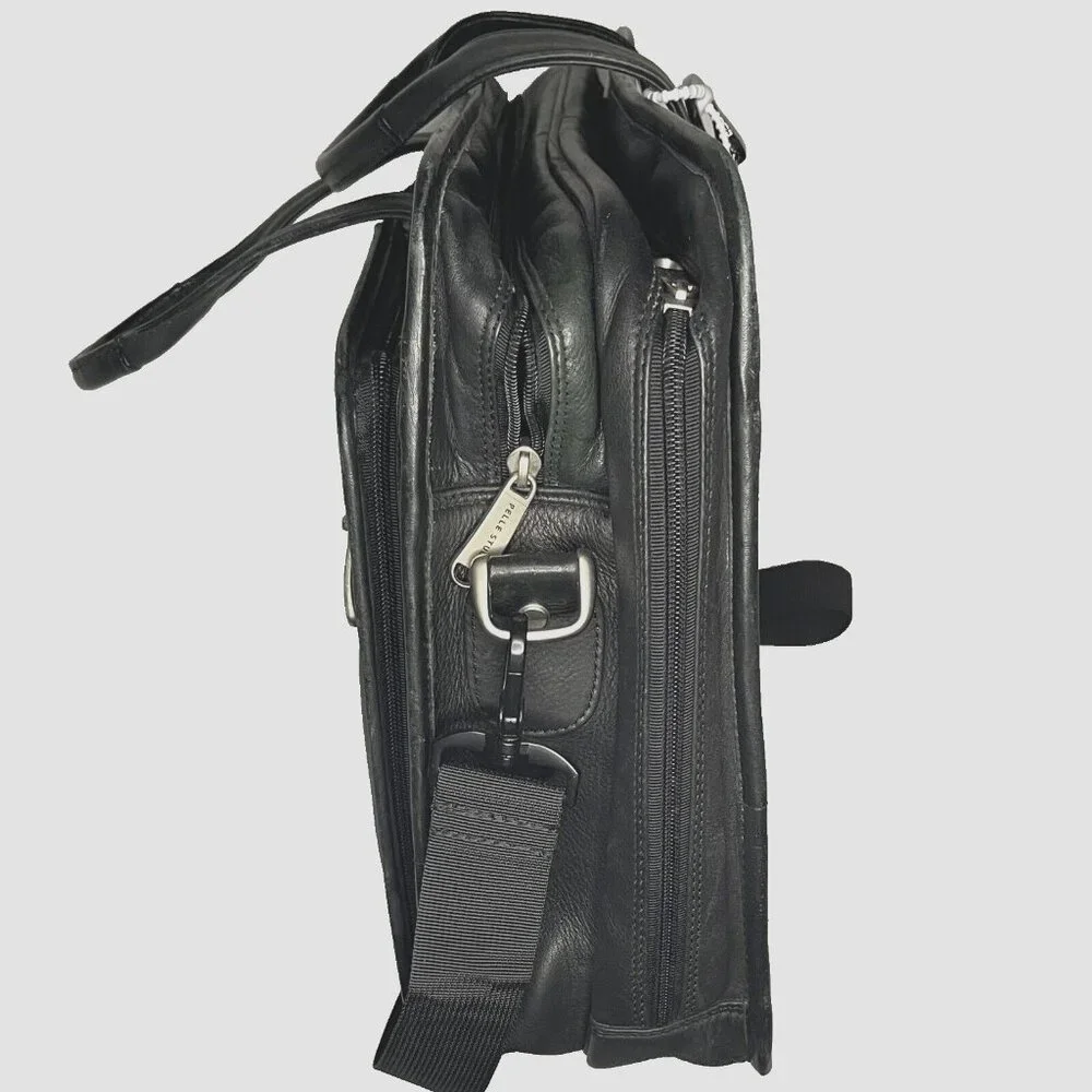 Pelle Studio Black Briefcase Multi Pocket Laptop Black Messenger Wilsons Leather